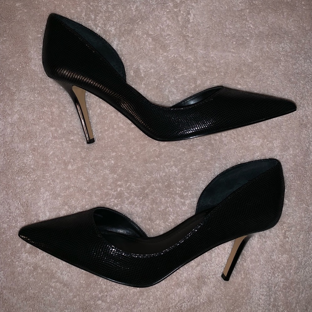 White House Black Market Black Leather Pumps Snake
